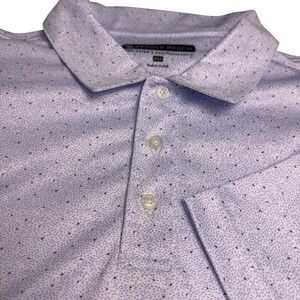 Pebble Beach Dry-Luxe Performance Golf Polo Shirt Mens XXL Blue Pink Print NWOT